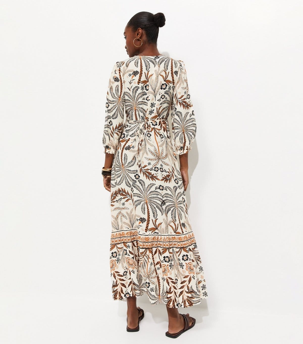 New Look Women's Cream Lotus and Palm Tree Print Midi Dress New Look - 4