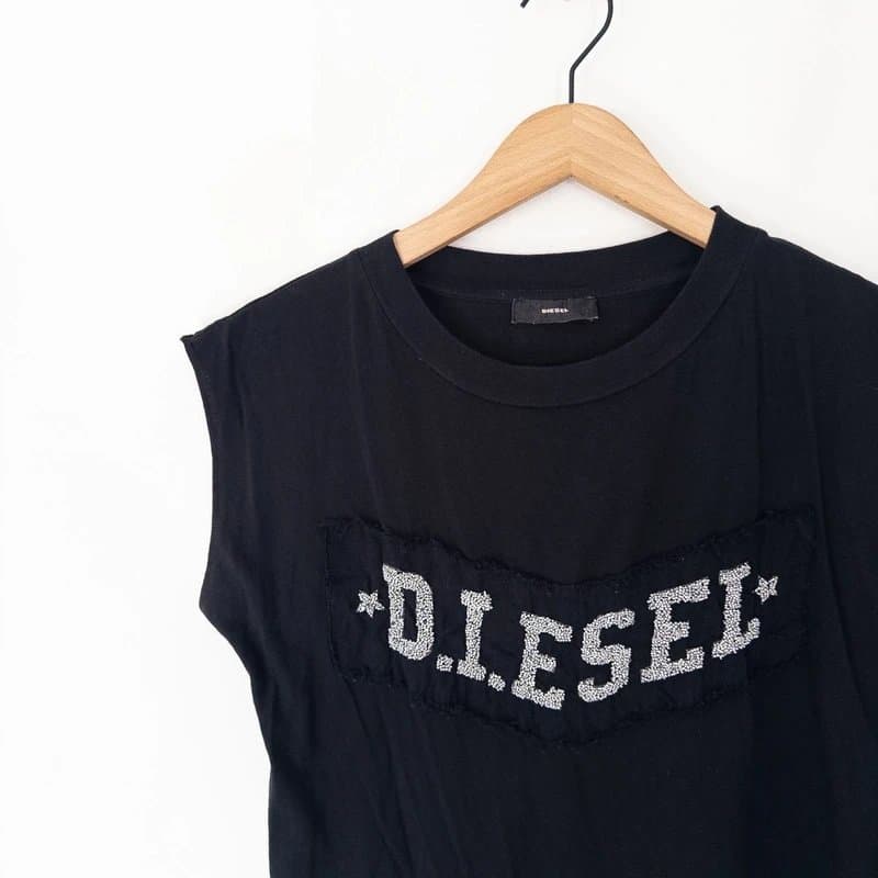 Diesel Diesel Black Embroidered Graphic Vest Tee Size XS Vintage Embellished