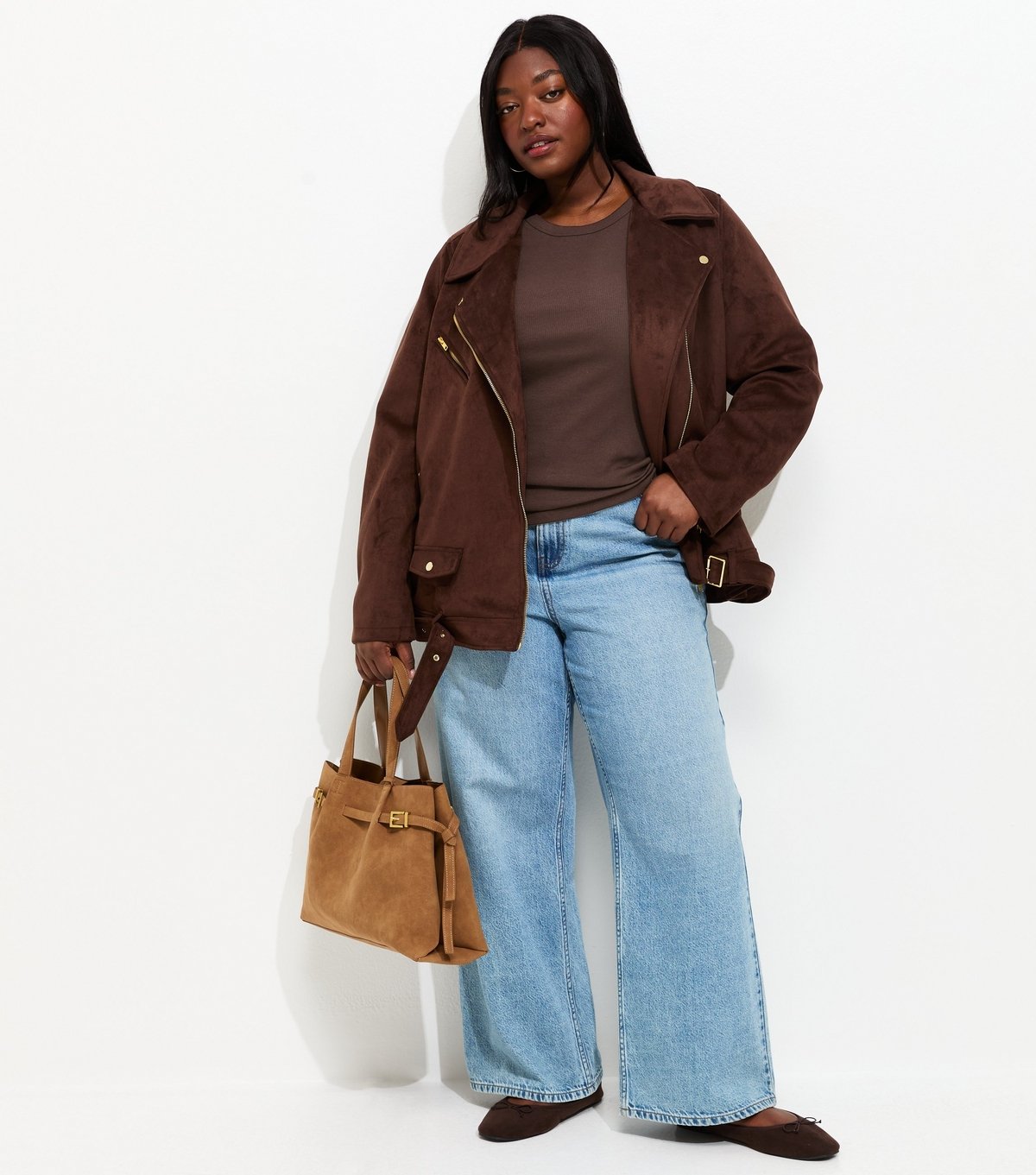 New Look Women's Plus Size Dark Brown Ribbed Racerback Vest Curves New Look - 3