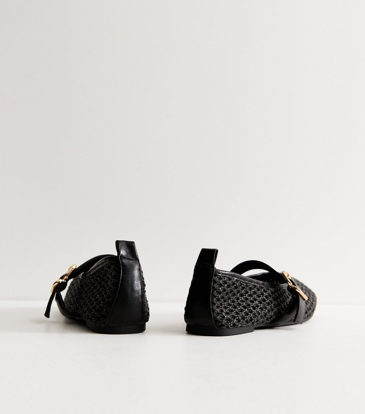 New Look Women's Truffle Black Faux Leather Woven Mary Jane Pumps Vegan New Look - 4