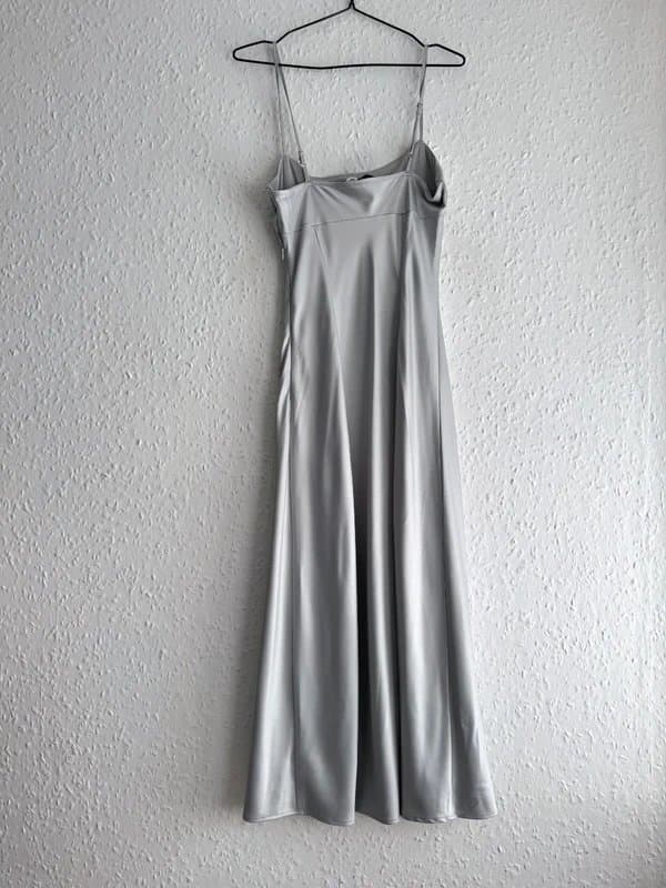 H&M Women's H&M Divided Silver Satin Slip Midi Dress - Size S