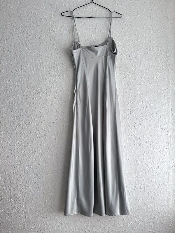 H&M Women's H&M Divided Silver Satin Slip Midi Dress - Size S - 1