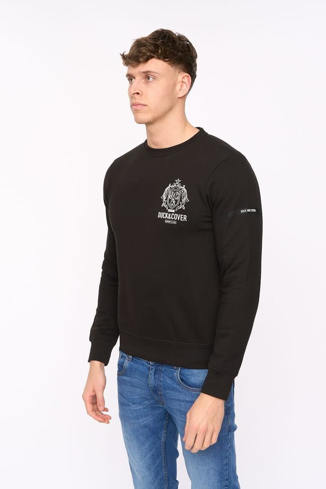 Duck&Cover Duck&Cover Men's Stoneham Functional Crew Neck Sweatshirt in Black - 3