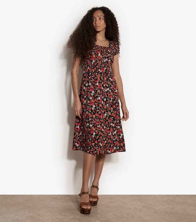 Apricot Women's Black Milkmaid Ditsy Print Midi Dress Apricot New Look - 2
