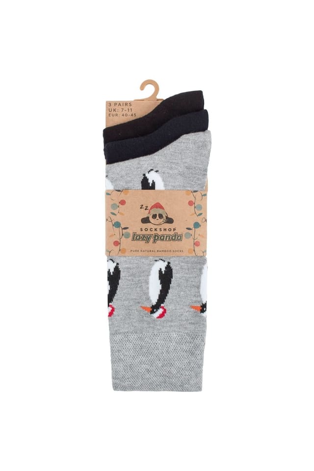 SOCKSHOP Lazy Panda SOCKSHOP Lazy Panda Men's 3 Pair Christmas Bamboo Socks in Blue - 2
