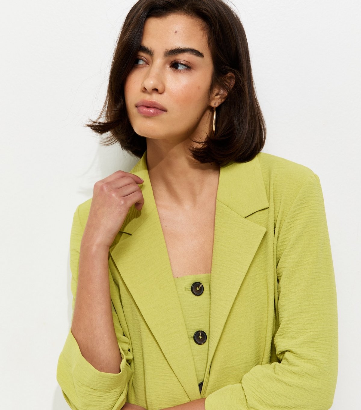 New Look Women's Bright Green Ruched Sleeve Blazer New Look - 3