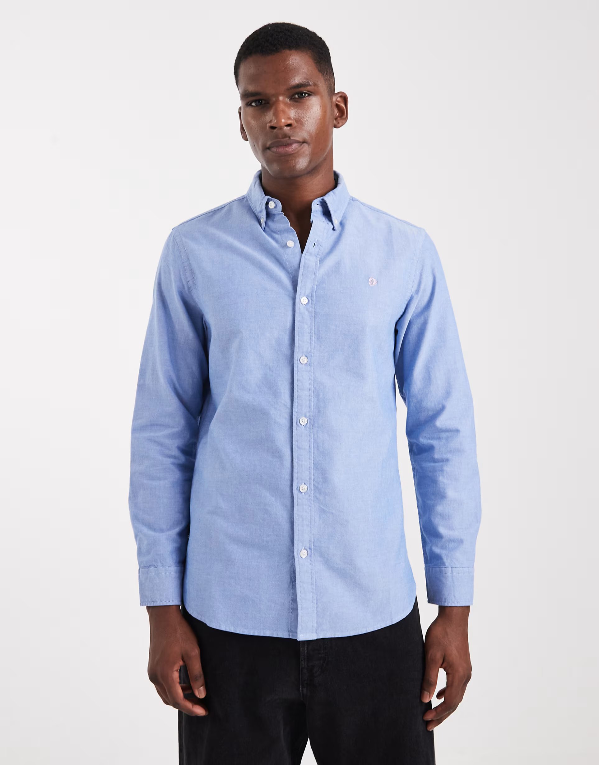 ASOS Superdry Classic oxford long sleeve shirt in azure blue chambray oxford - 1