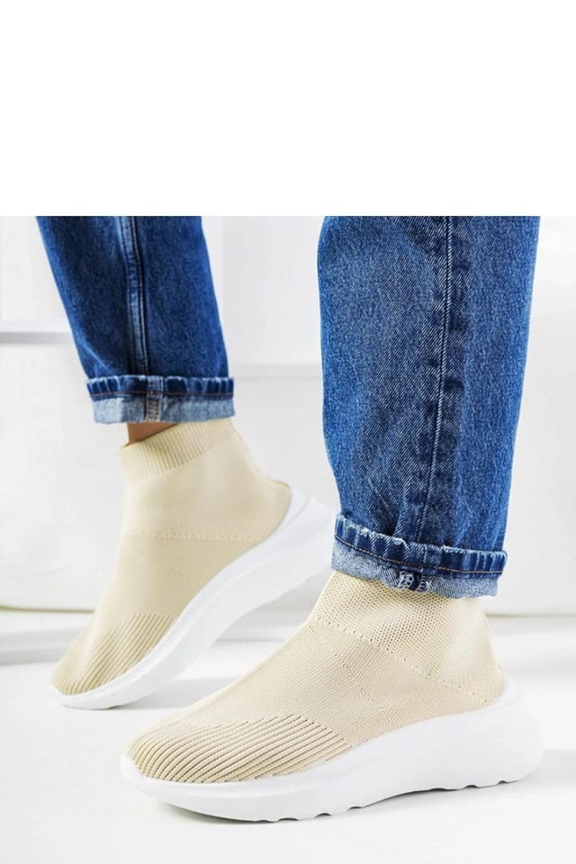 Love Lace Love Lace Women's Jennifer Sport Sneakers High Comfort Slip On White Rubber Sole in Beige - 2