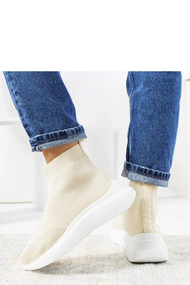 Love Lace Love Lace Women's Jennifer Sport Sneakers High Comfort Slip On White Rubber Sole in Beige - 3