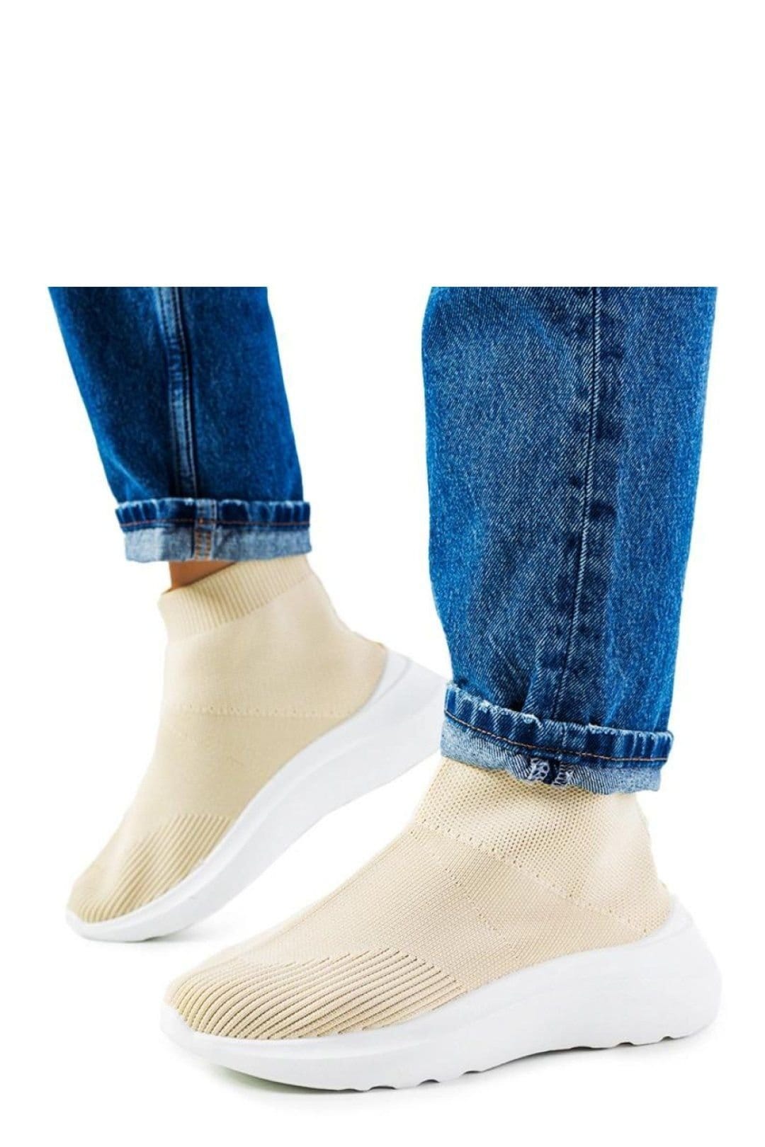 Love Lace Love Lace Women's Jennifer Sport Sneakers High Comfort Slip On White Rubber Sole in Beige - 4