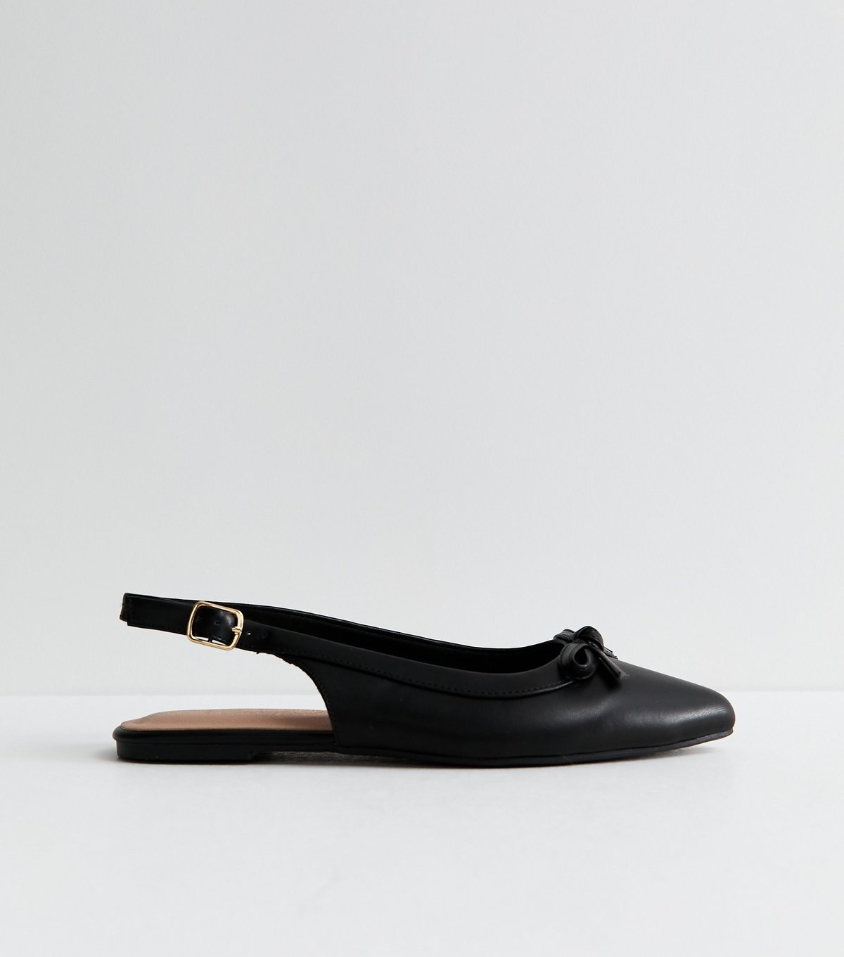 New Look Women's Wide Fit Black Faux Leather Slingback Flats Vegan New Look - 3