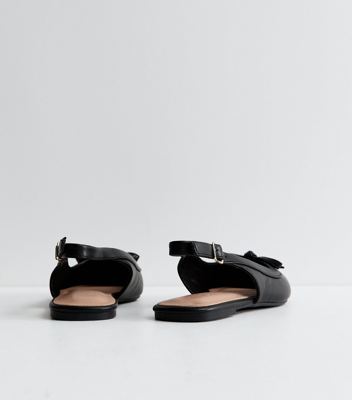 New Look Women's Wide Fit Black Faux Leather Slingback Flats Vegan New Look - 4