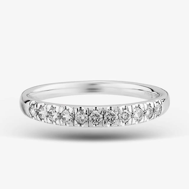 T.H.Baker T.H.Baker Women's 9ct White Gold 0.33ct Diamond Pave Set Half Eternity Ring in Silver - 2