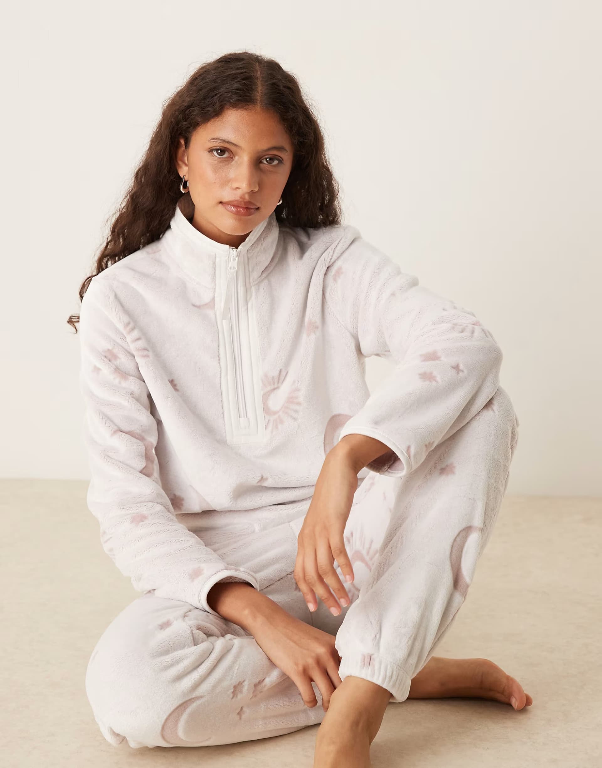 ASOS Chelsea Peers fleece lounge set in tonal star print
