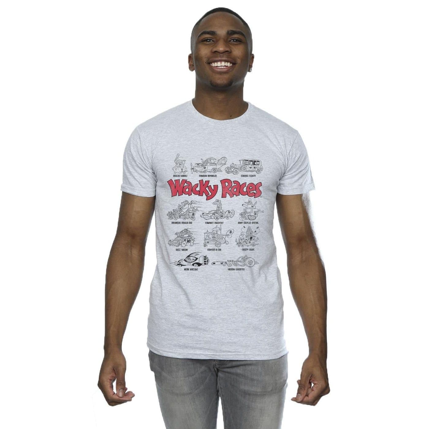 Wacky Races Wacky Races Men's Car Lineup T-Shirt in Grey