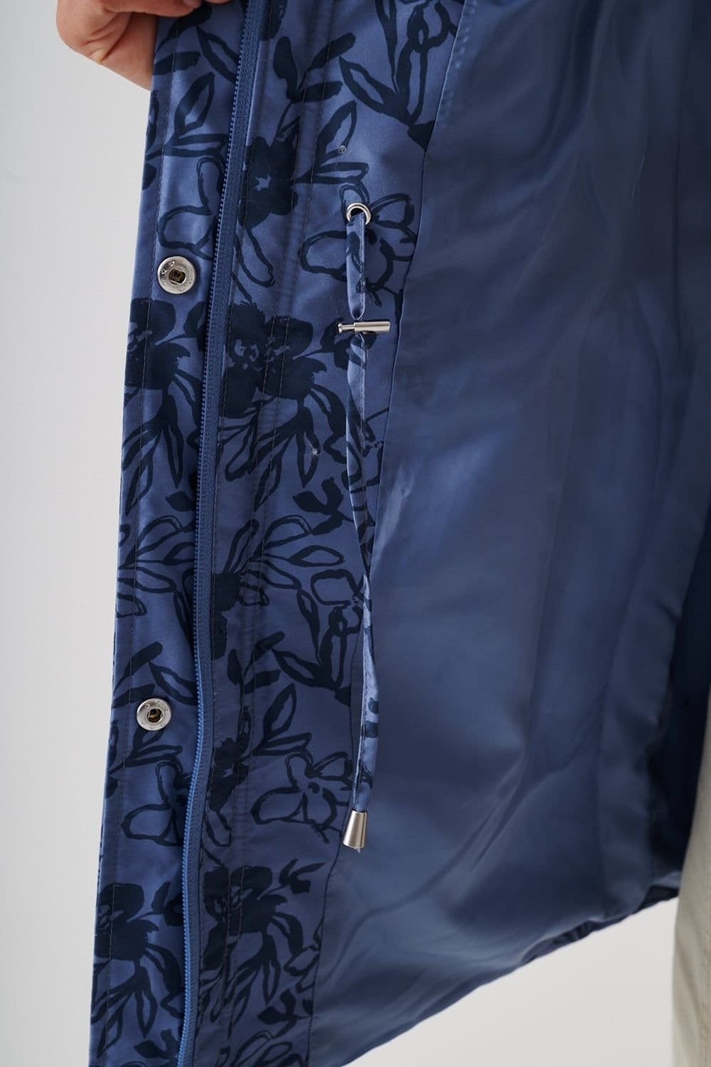 Anna Rose Anna Rose Women's Hooded Floral Print Coat With Scarf in Blue - 4