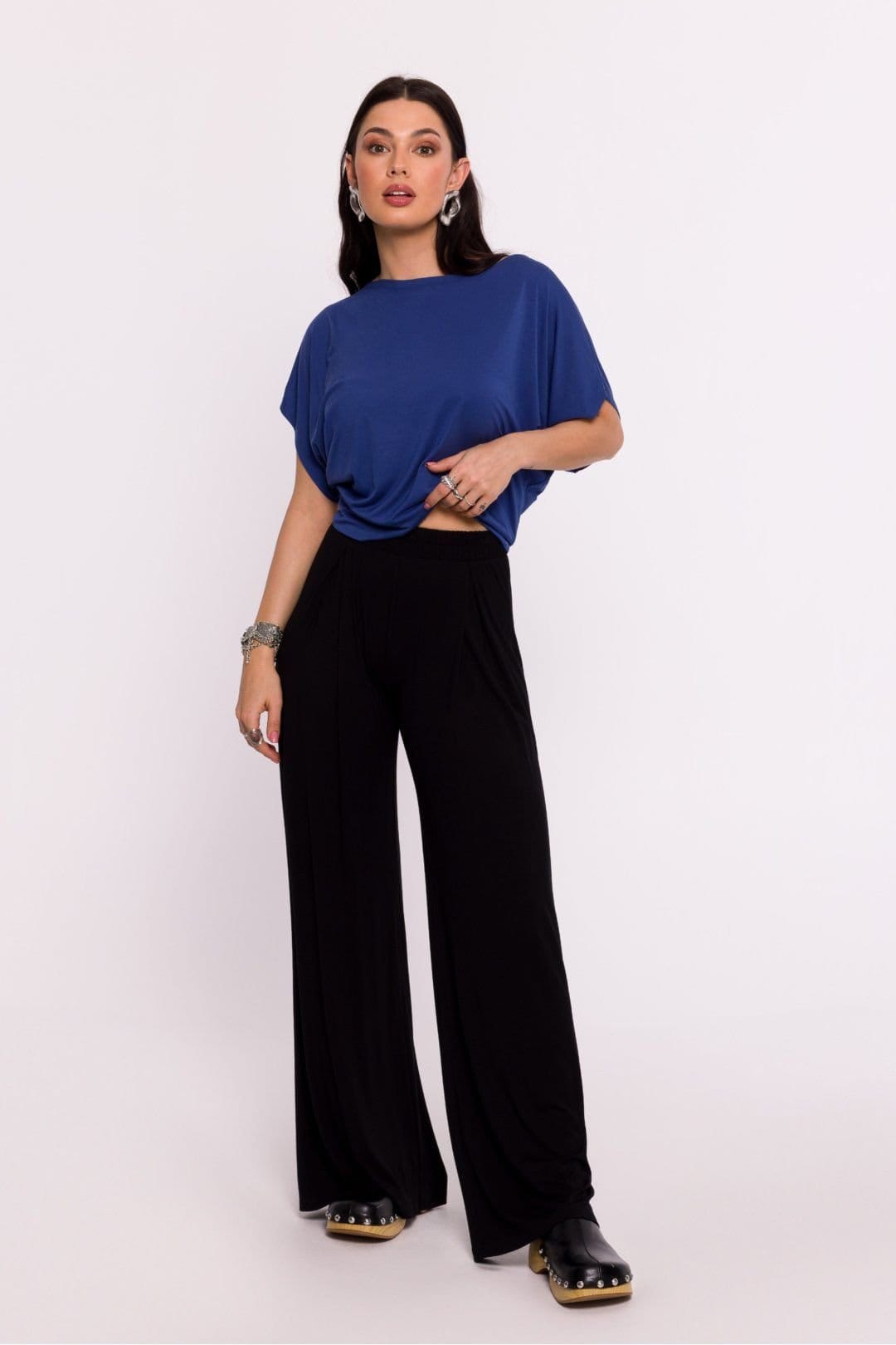 Love Lace Love Lace Women's Viscose Knit Pleated Pull On Pants in Black - 1