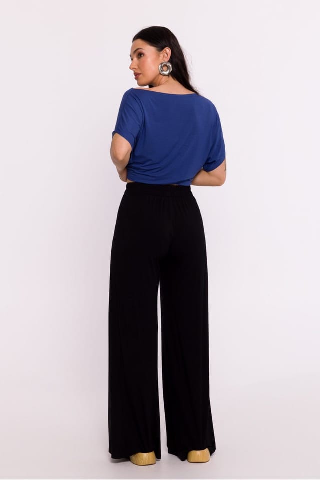 Love Lace Love Lace Women's Viscose Knit Pleated Pull On Pants in Black - 2