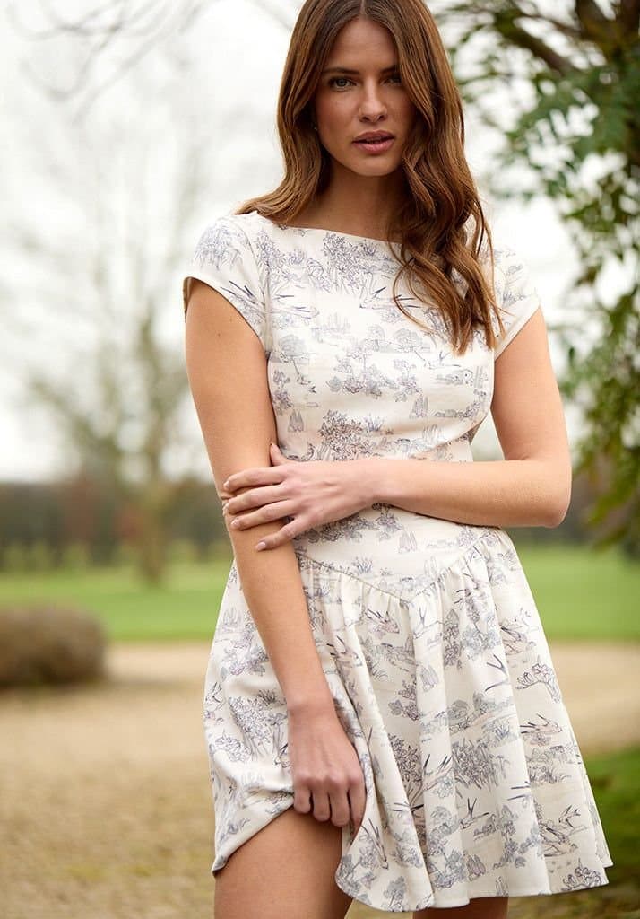 Lily and Lionel Lily and Lionel Women's Heidy Corset Inspired Josephine Print Mini Dress In Cream in Ecru