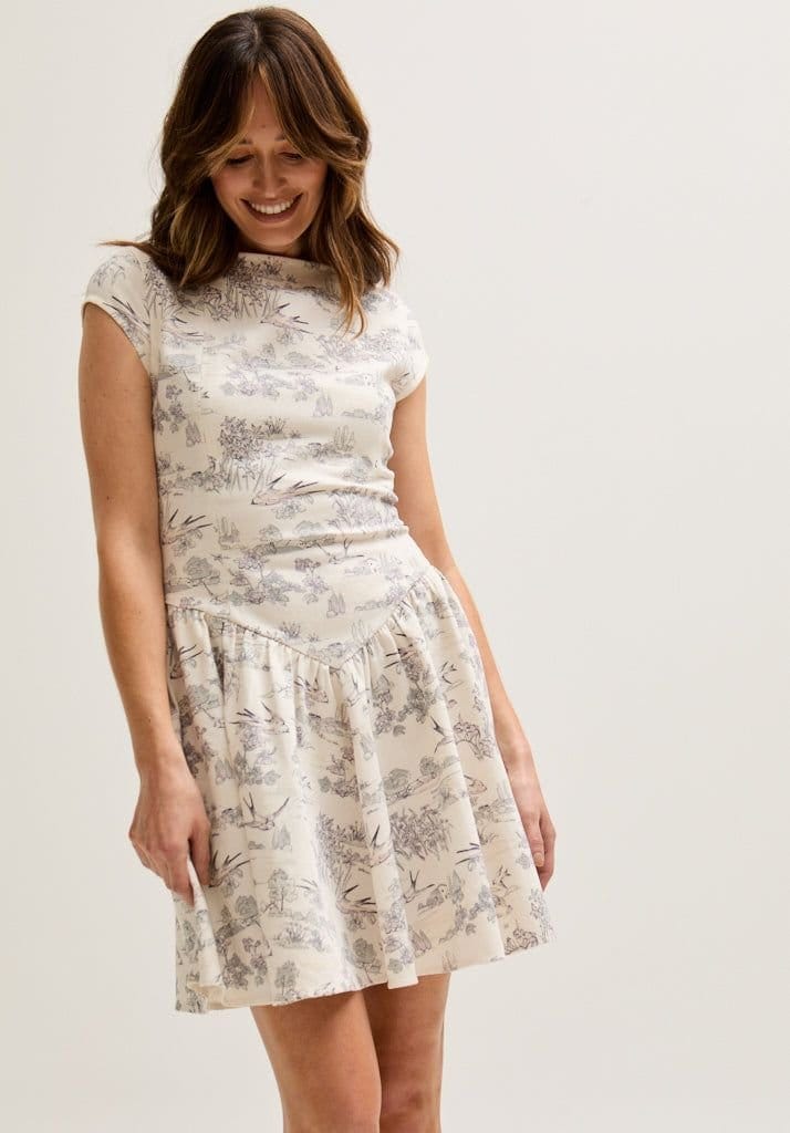 Lily and Lionel Lily and Lionel Women's Heidy Corset Inspired Josephine Print Mini Dress In Cream in Ecru - 4
