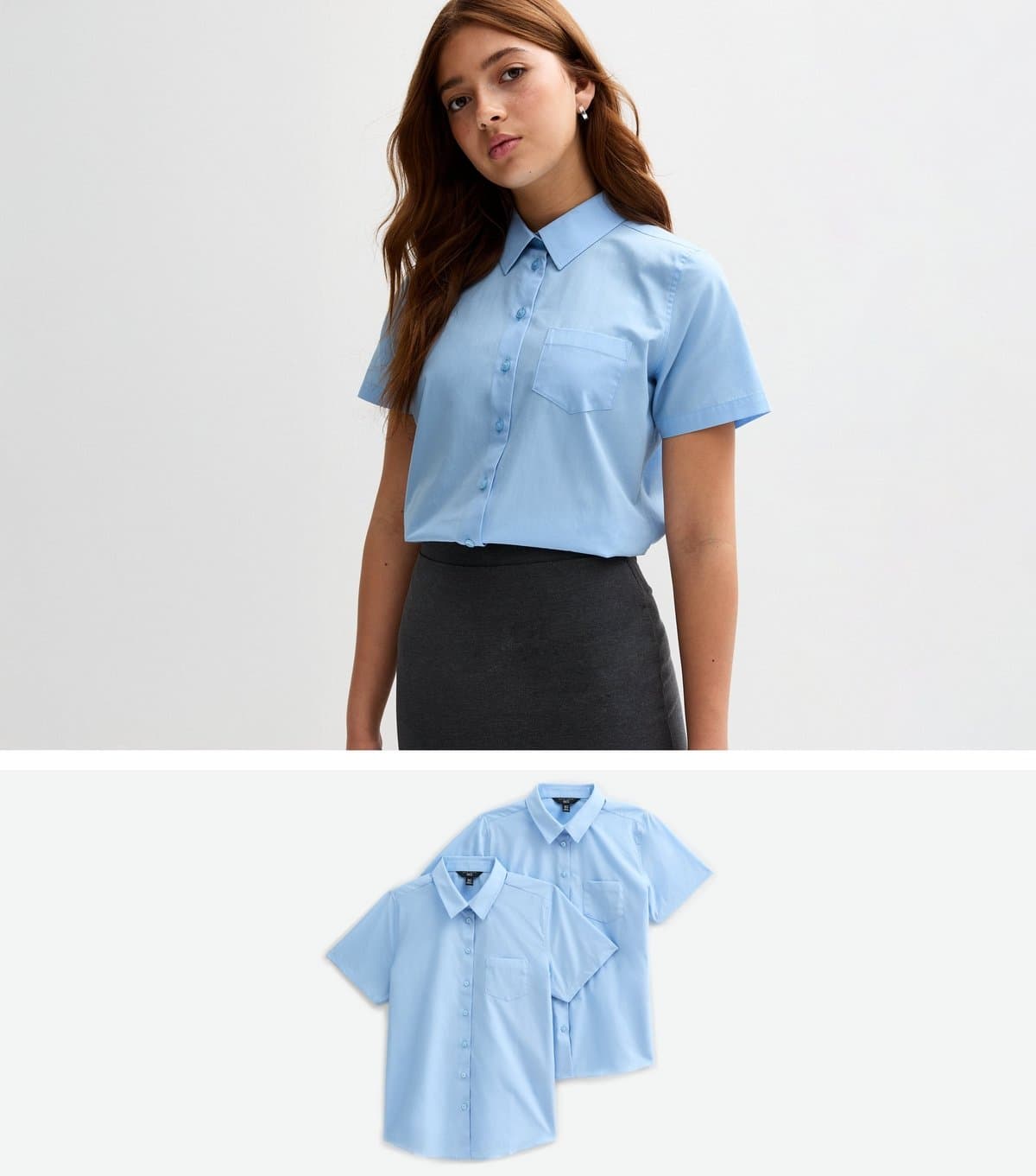New Look New Look Light Blue Short Sleeve Shirts Pack of 2