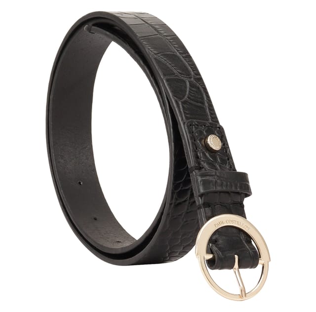Paul Costelloe Paul Costelloe Women's Mathea Leather Belt in Jet Black - 2
