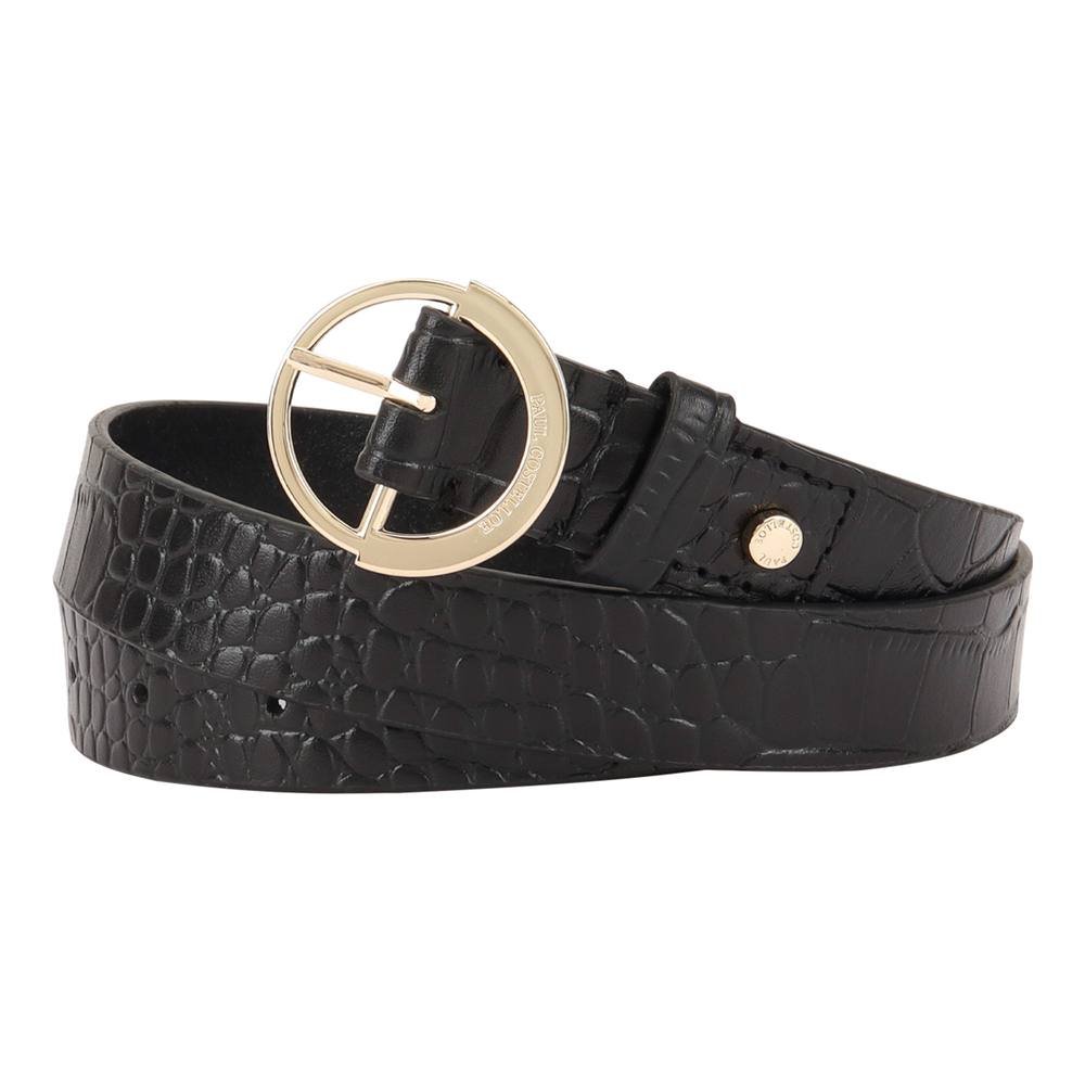 Paul Costelloe Paul Costelloe Women's Mathea Leather Belt in Jet Black - 3
