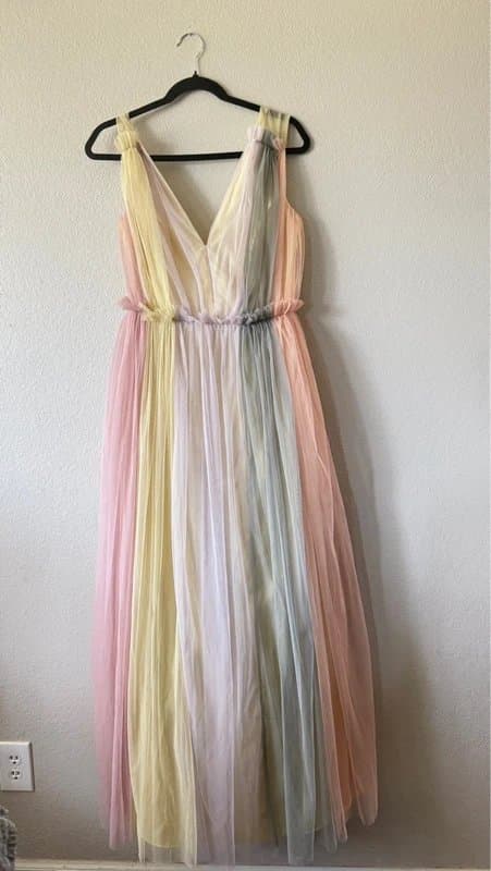 ASOS ASOS rainbow tulle pleated maxi dress