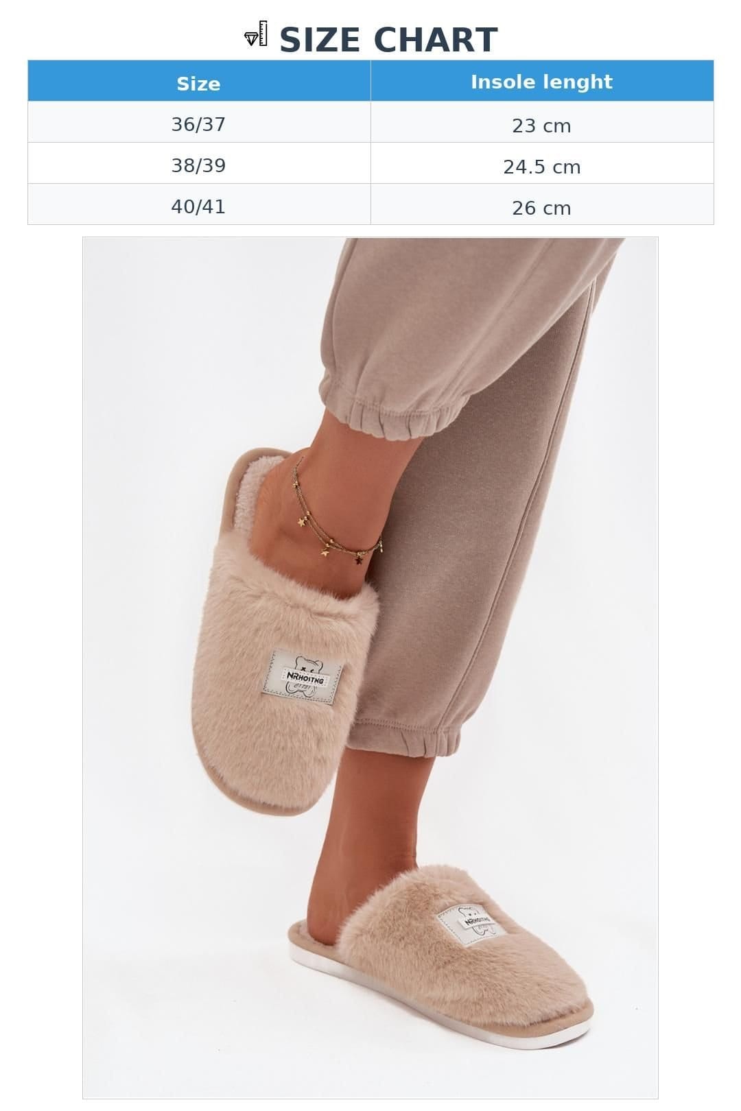 Love Lace Love Lace Women's Warm Fur Slippers with Bear Patch & Cozy Rounded Toe Comfort in Beige - 4