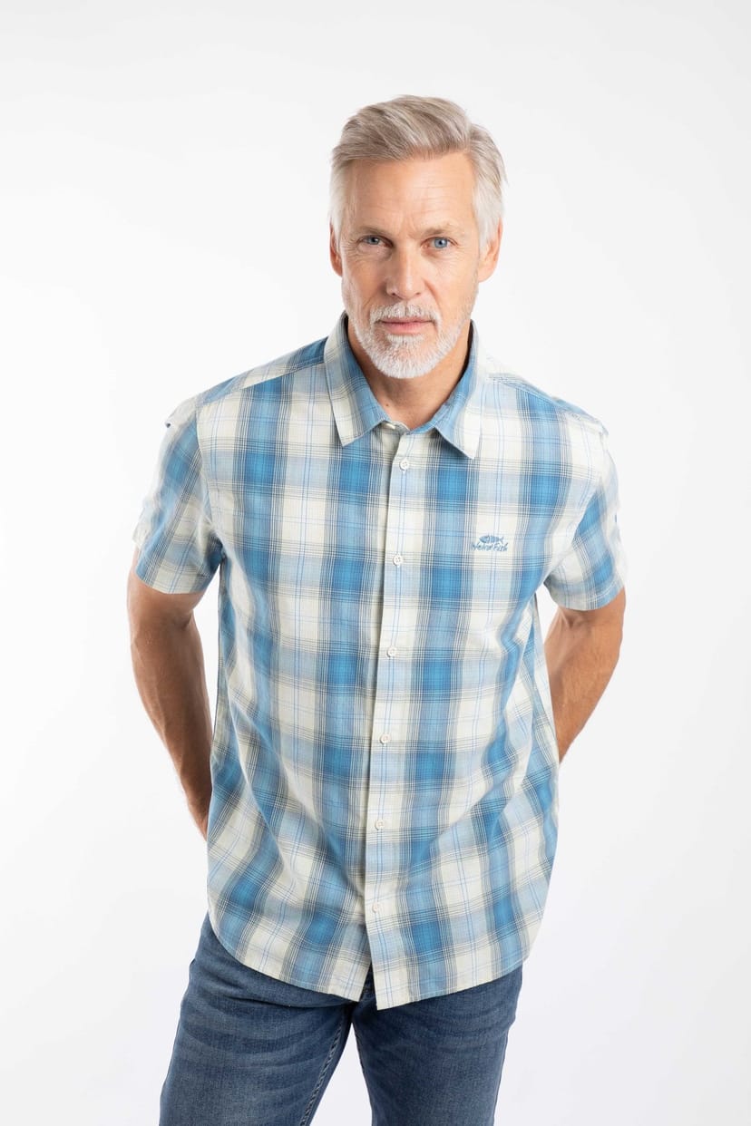 Weird Fish Weird Fish Men's Judd Short Sleeve Check Shirt in Light Green - 1