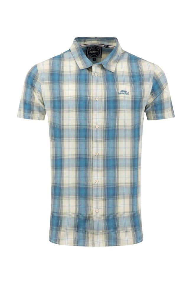 Weird Fish Weird Fish Men's Judd Short Sleeve Check Shirt in Light Green - 2