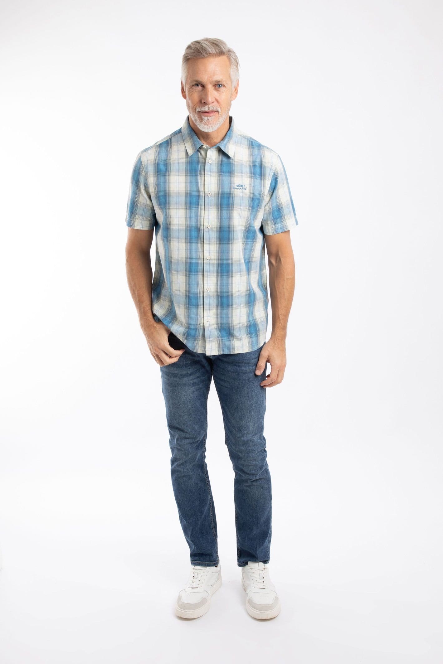 Weird Fish Weird Fish Men's Judd Short Sleeve Check Shirt in Light Green - 4