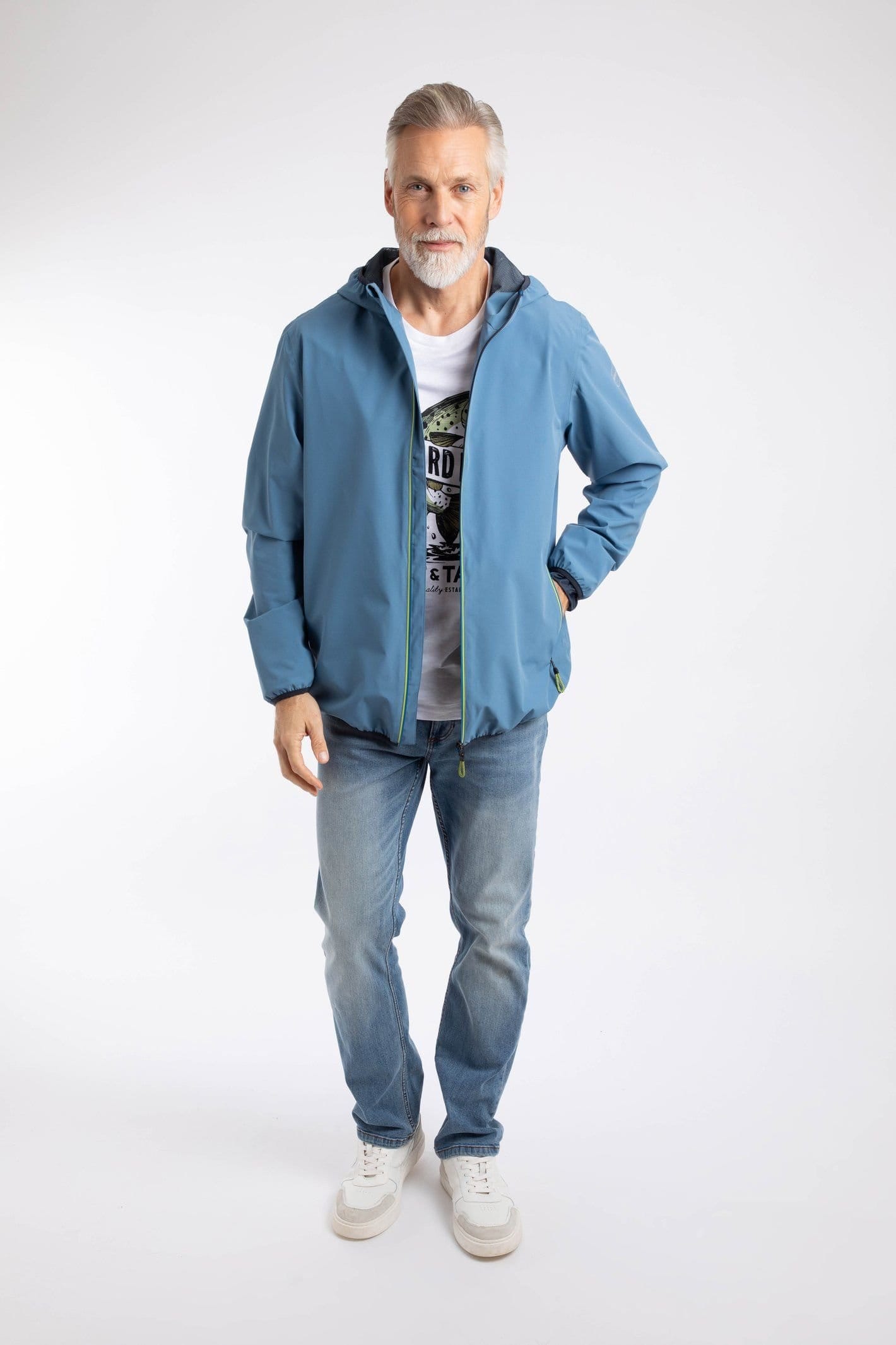 Weird Fish Weird Fish Men's Ferdinand Waterproof Packable Jacket in Mid Blue - 4