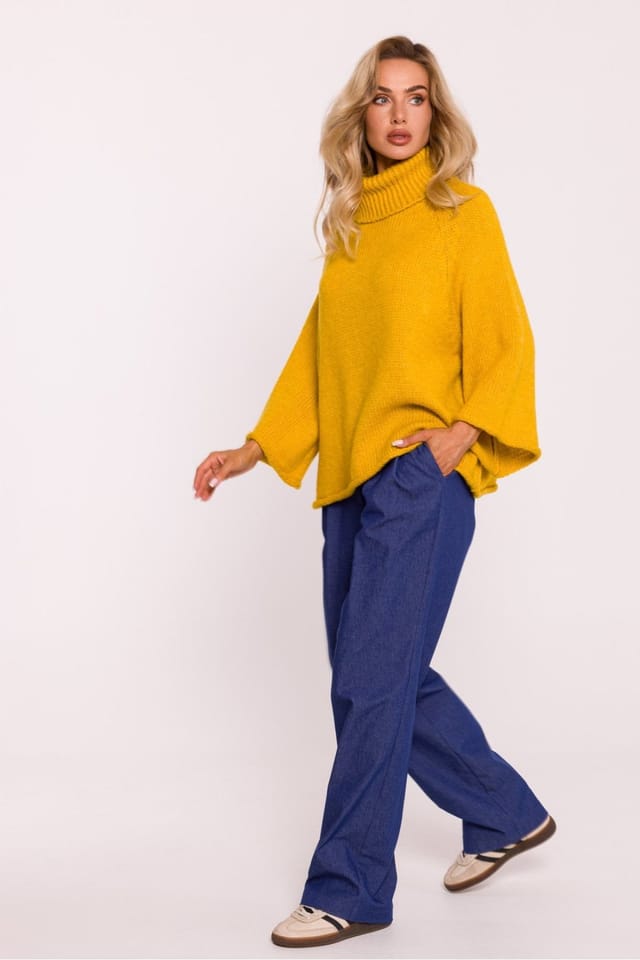 Love Lace Love Lace Women's Soft Pile Oversize Turtleneck Sweater in Yellow - 2