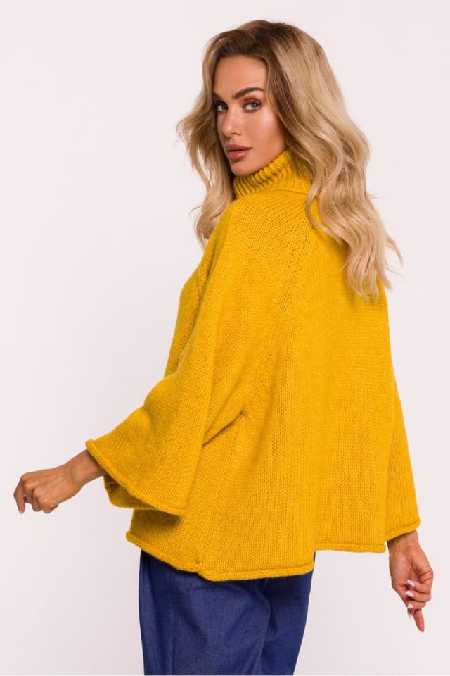 Love Lace Love Lace Women's Soft Pile Oversize Turtleneck Sweater in Yellow - 3