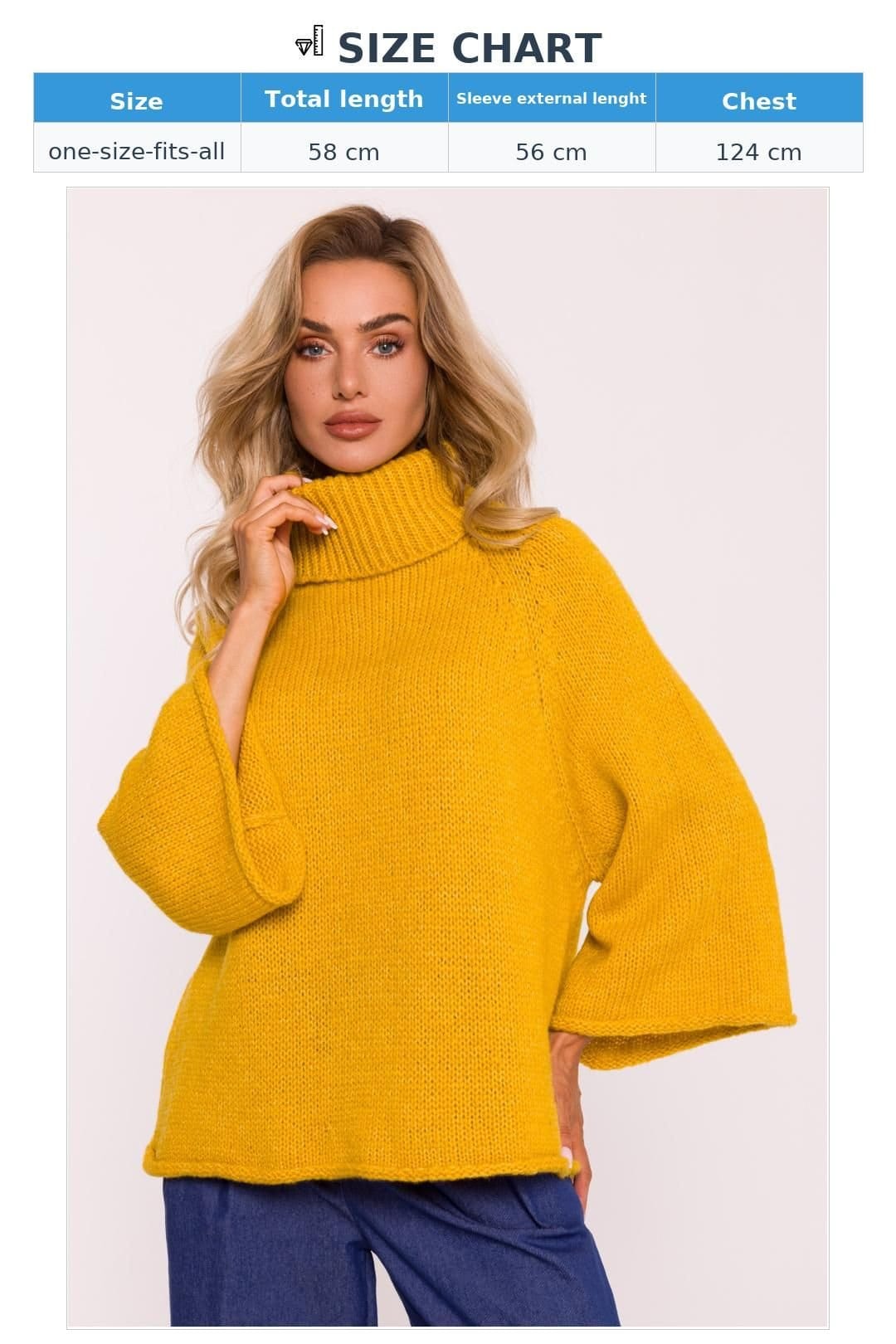 Love Lace Love Lace Women's Soft Pile Oversize Turtleneck Sweater in Yellow - 4