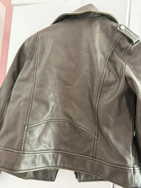 New Look Washed Faux Leather Biker Jacket