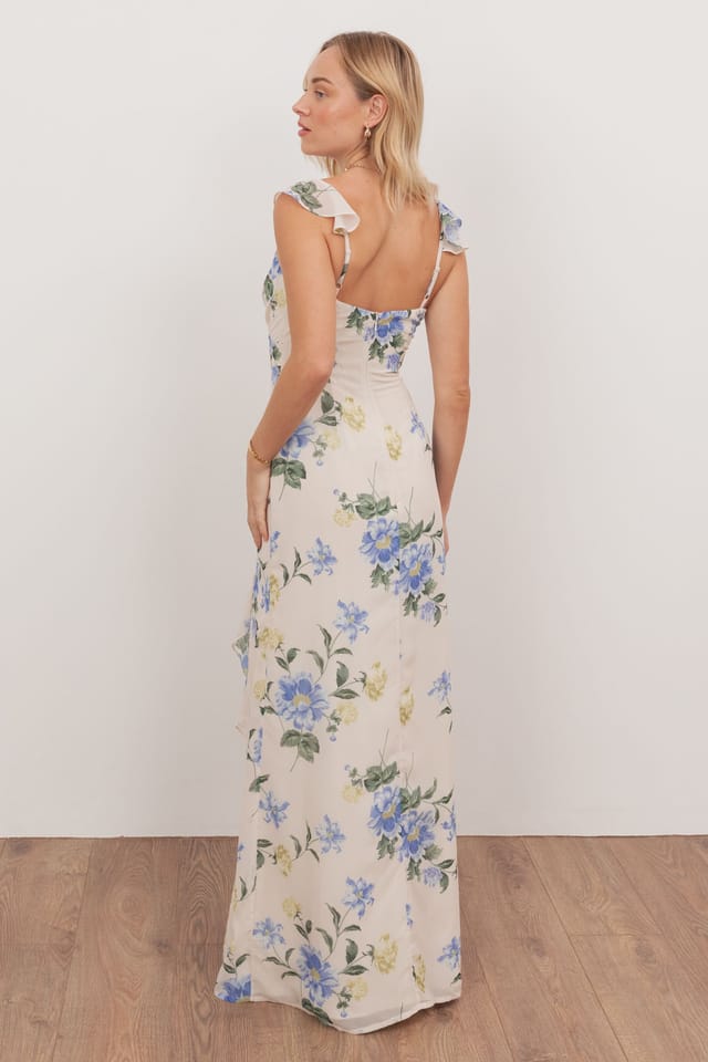 Anaya with Love Anaya with Love Women's Floral Strappy V Neck Maxi Dress in Ivory - 2