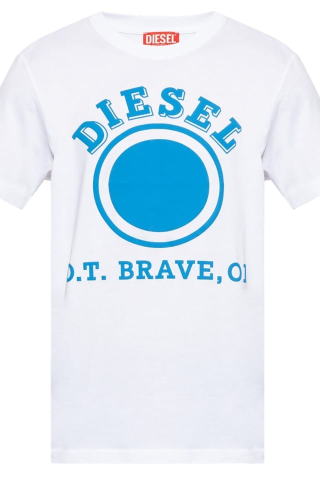 Diesel Diesel Men's Short Sleeve Crew Neck Regular Fit T-shirt in White - 2