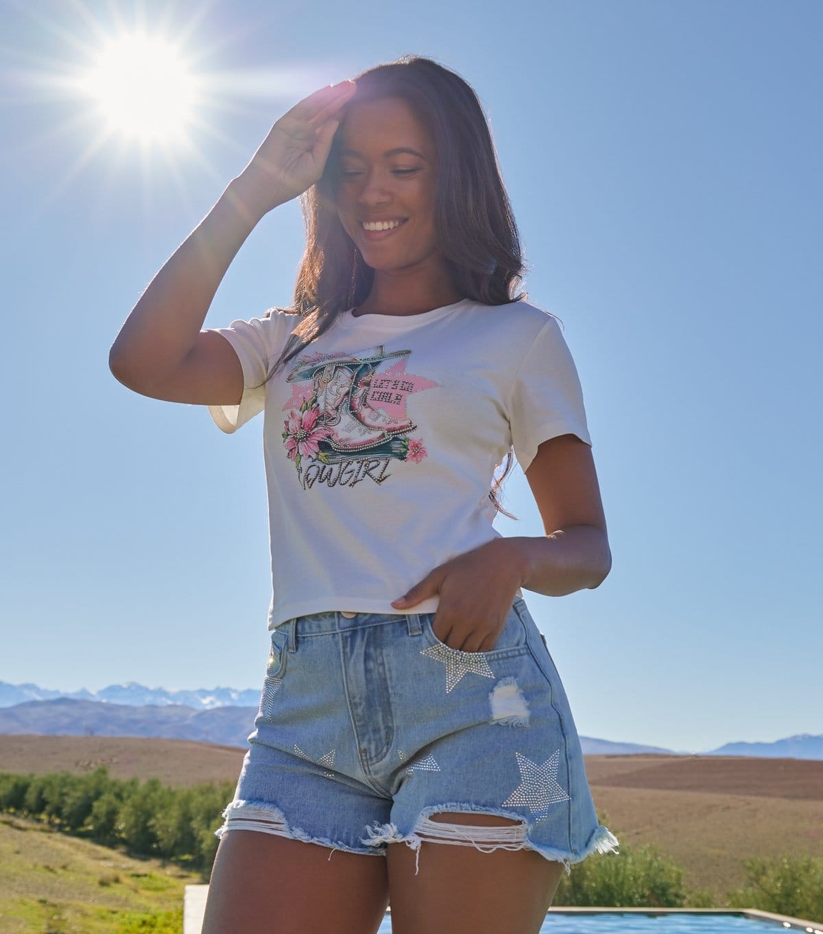 Pink Vanilla Women's White Cowgirl T-Shirt Pink Vanilla New Look - 1