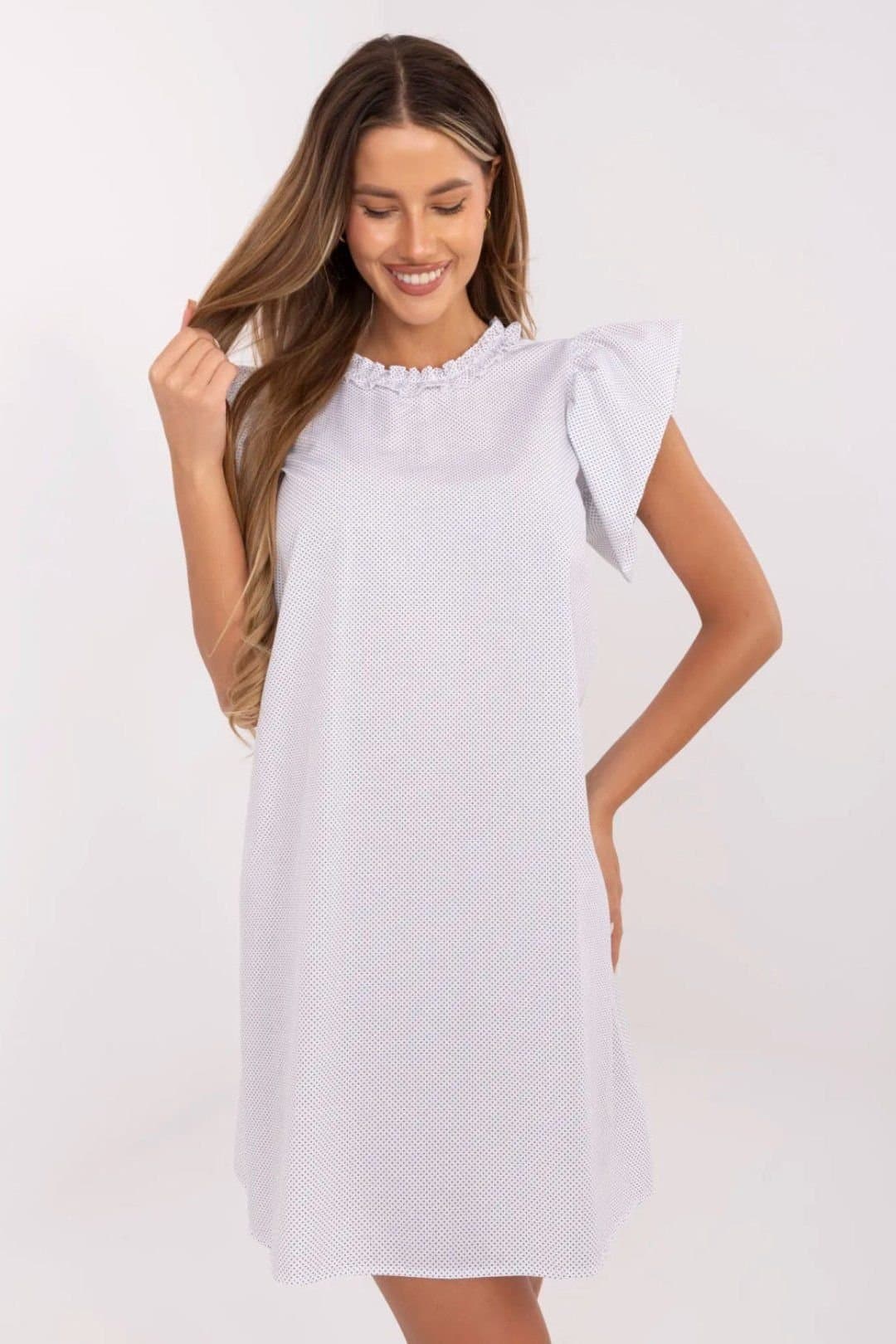 Love Lace Love Lace Women's Cotton Polka Dot Flared Summer Dress in White