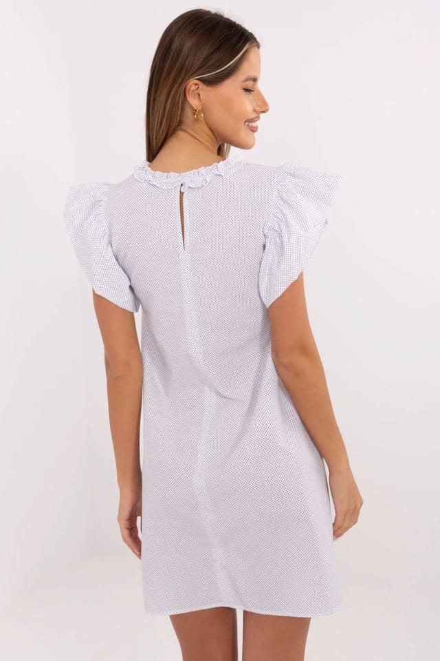 Love Lace Love Lace Women's Cotton Polka Dot Flared Summer Dress in White - 3