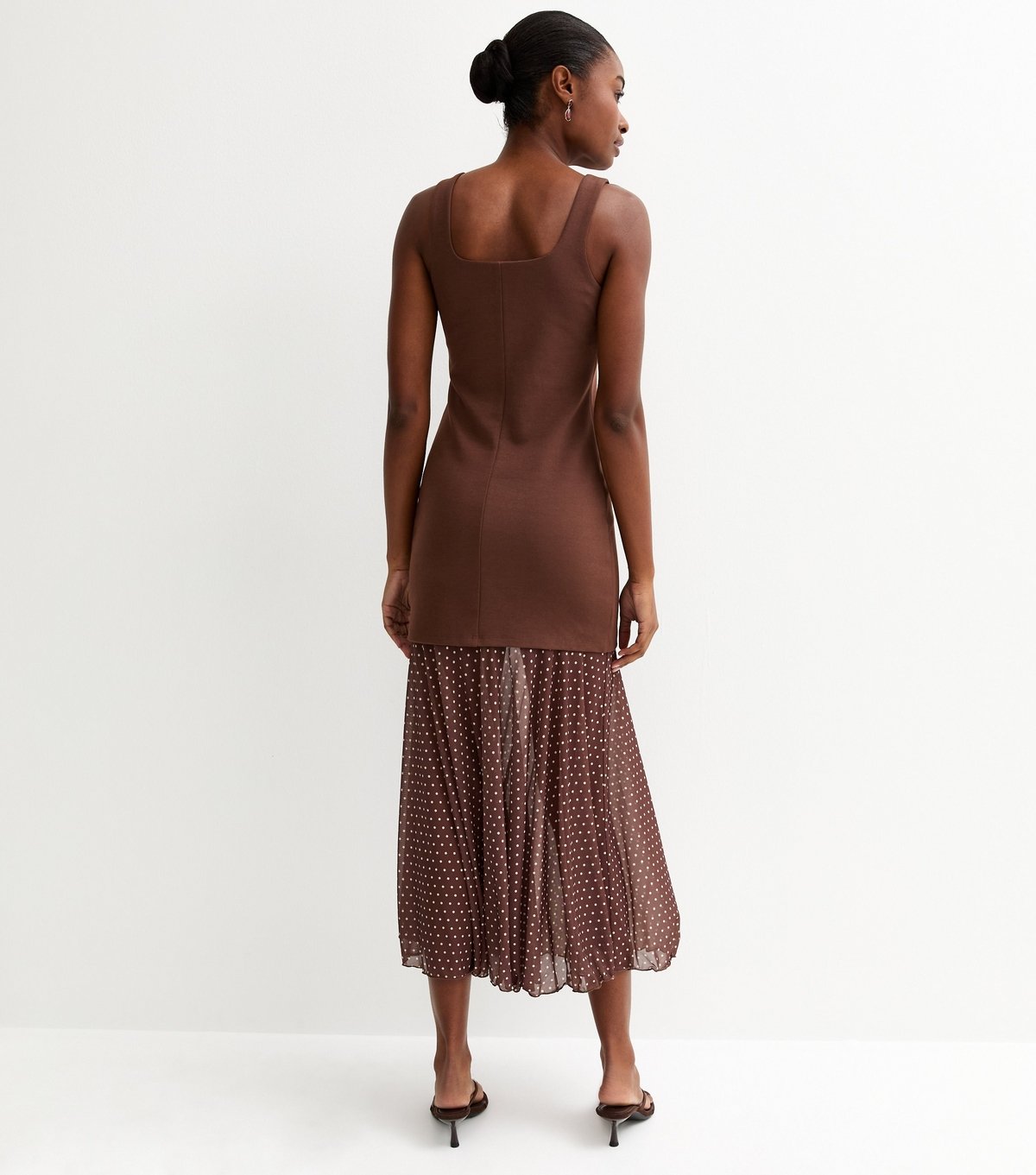 New Look Women's Brown 2-in-1 Polka Dot Midi Dress New Look - 4