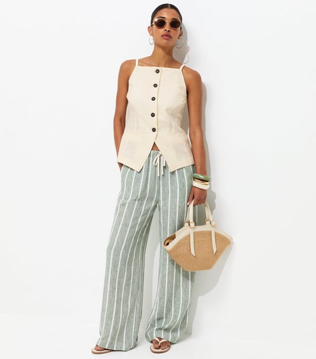 New Look Women's White Linen Rich Thin Strap Waistcoat New Look - 3