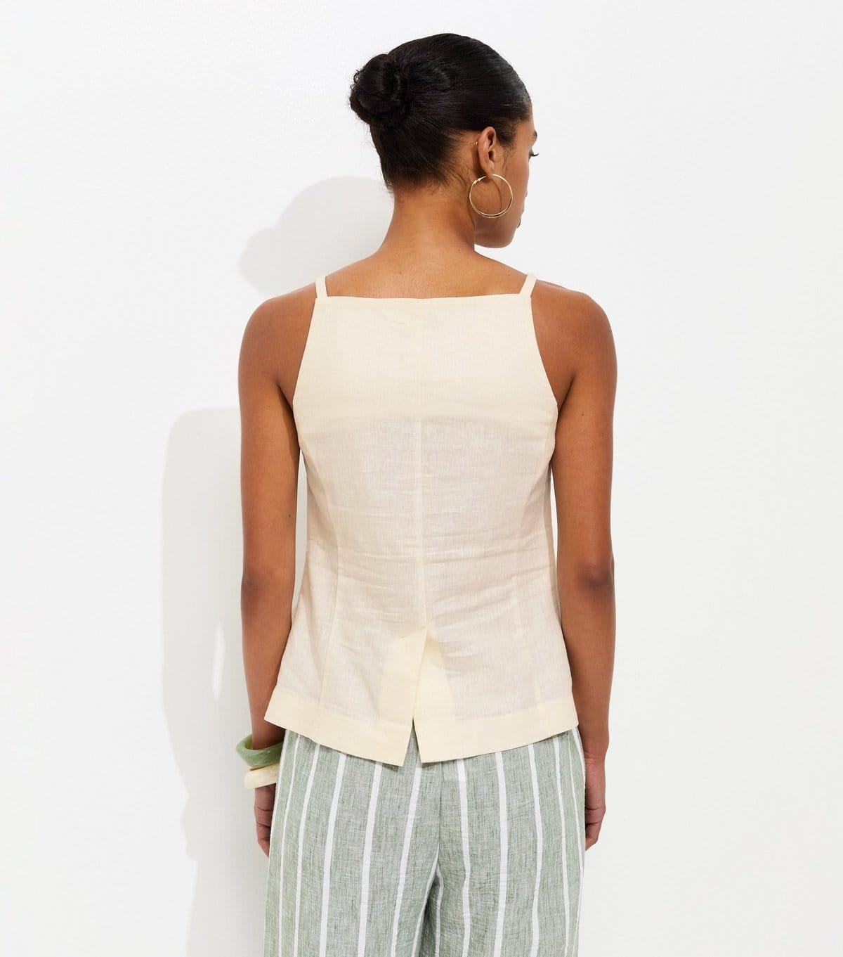 New Look Women's White Linen Rich Thin Strap Waistcoat New Look - 4