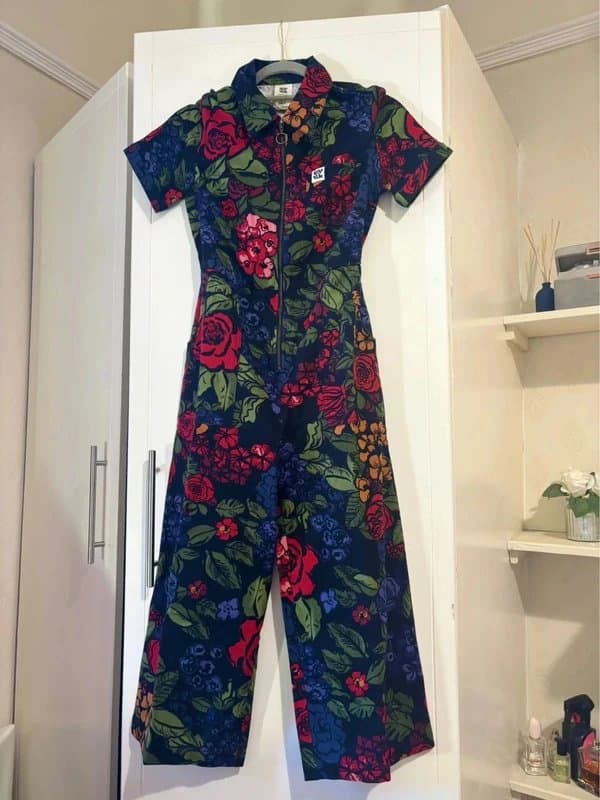 Lucy & Yak Lucy and Yak vintage style floral utility zip up 100% cotton jumpsuit 4 6 petite