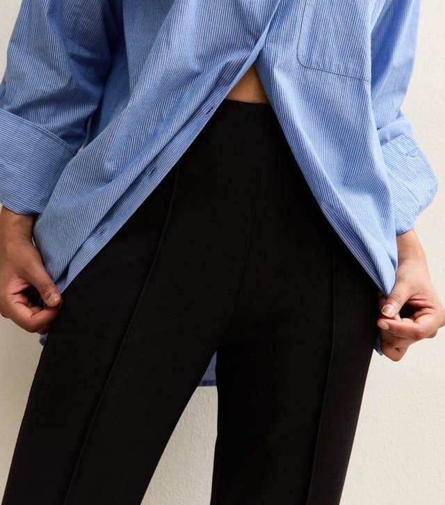 New Look Women's Black Twill High Waist Straight Leg Trousers New Look - 2