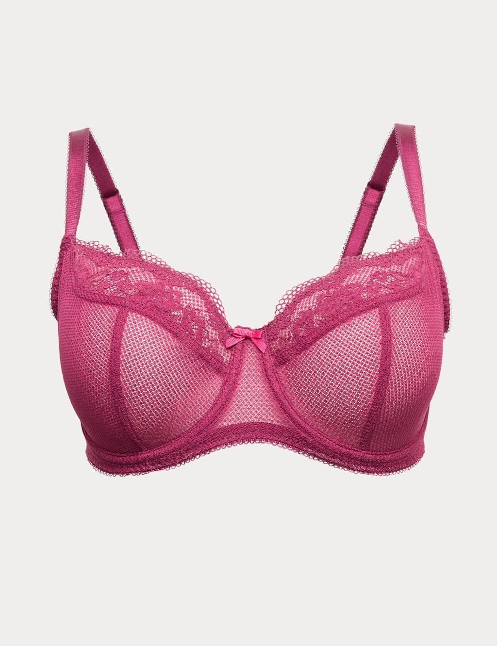 Marks & Spencer M&S Jasmine Lace Wired Balcony Bra (F-H) Dark Raspberry - 1
