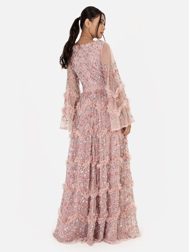Maya Deluxe Maya Deluxe Women's Fully Embellished Maxi Dress in Light Pink - 3