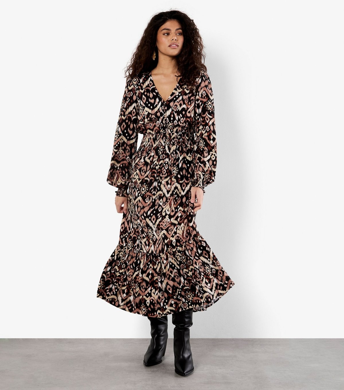 Apricot Women's Black Abstract Print Midaxi Dress Apricot New Look - 3